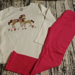 Gymboree Pony Club Size 7 Horse Shirt Pants Outfit NWT